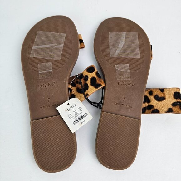 NWT J. Crew Factory Leopard Calf Hair Leather Easy Summer Slide Sandal 7 - Picture 4 of 7
